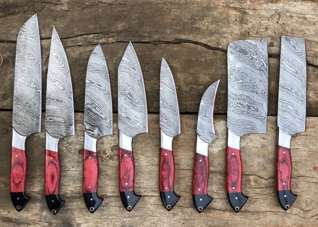 Damascus Steel Kitchen Knives Set 8 PCS