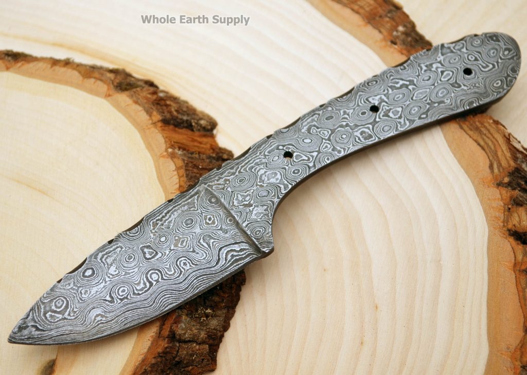 Raindrop Damascus Pattern Skinning Knife Blank Blade