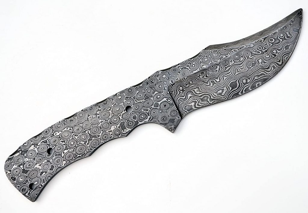 Handmade High Carbon Damascus Steel Blade Bowie Knife Blank For Hunting