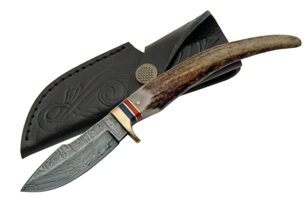 8" Custom Handmade Damascus Steel Knife With Stag Handle