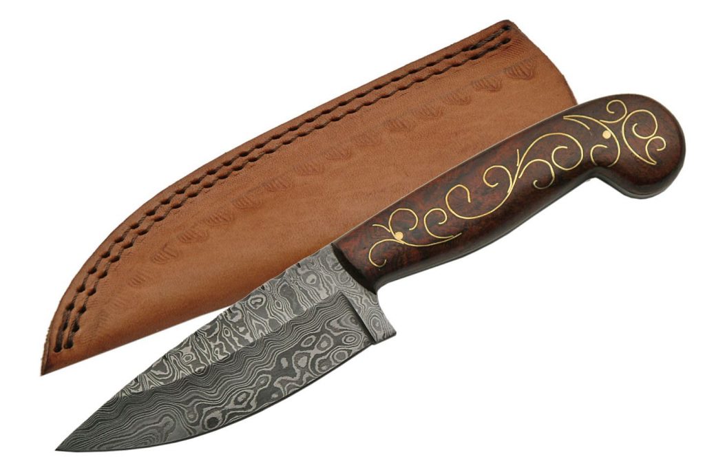 Handmade Damascus Steel Raindrop Skinning Knife With Handle
