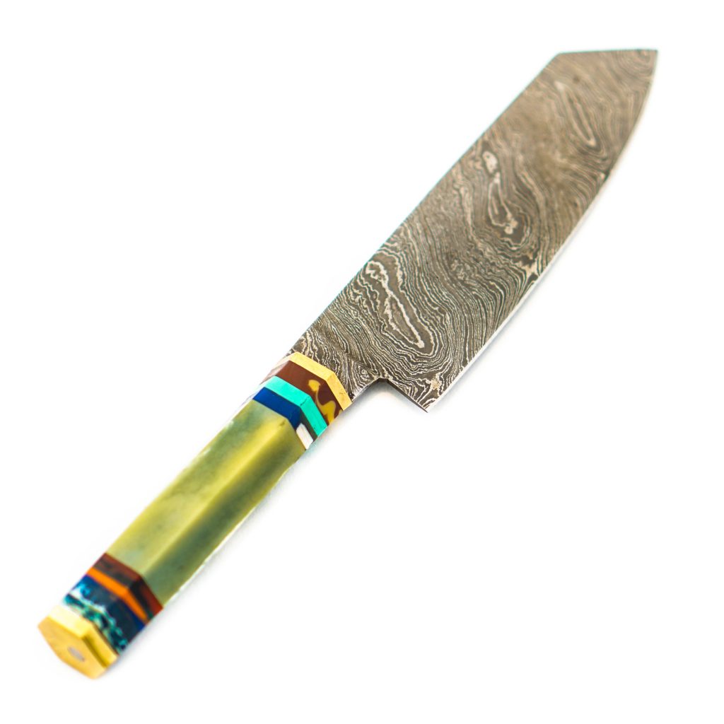 Handmade Damascus Steel Chef's Knife With Green Handle