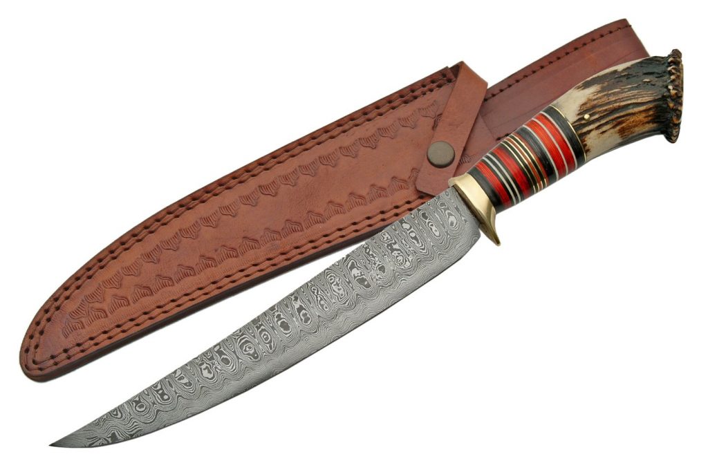 Handmade Damascus Steel Fillet Knife With Single-edged Cutting Blade