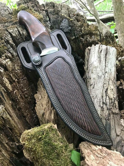 HANDMADE BOWIE KNIFE WITH LEATHER SHEATH