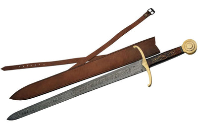 Damascus Steel Sword Full Tang Brass Work