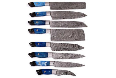 Damascus steel knife set