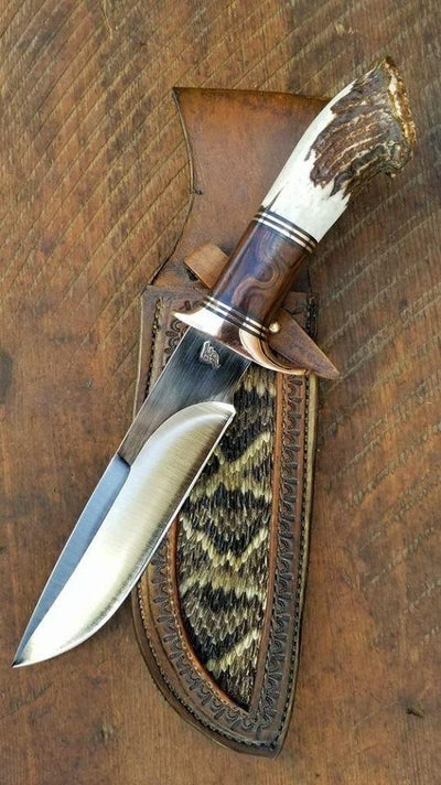 STEEL HANDMADE HUNTING KNIFE WITH ANTLER