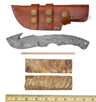 Damascus Guthook Knife blank