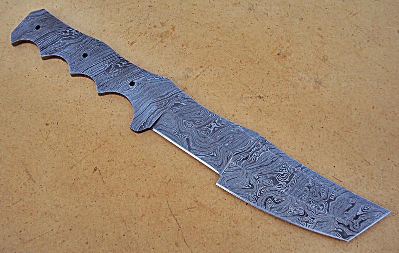 Damascus steel blank blade