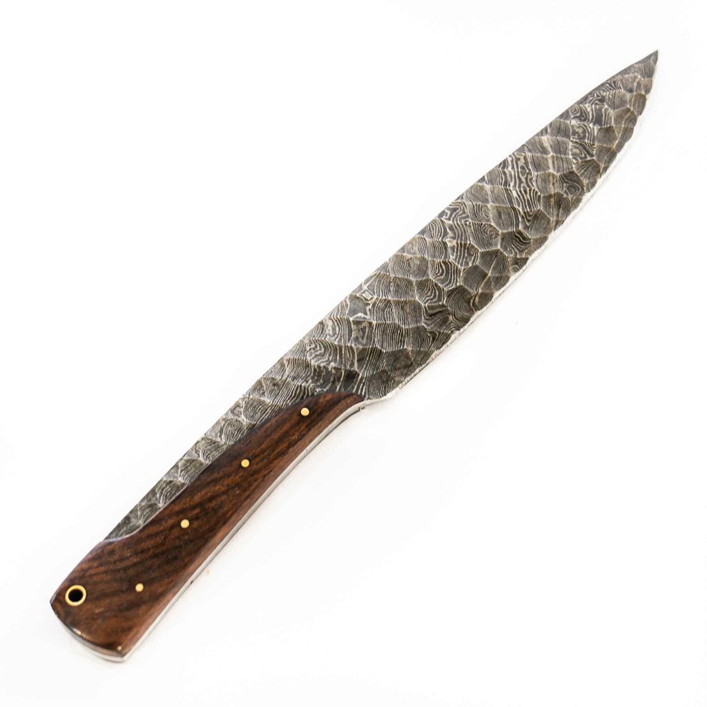 Damascus Steel Blade Ridged Outdoors Knife