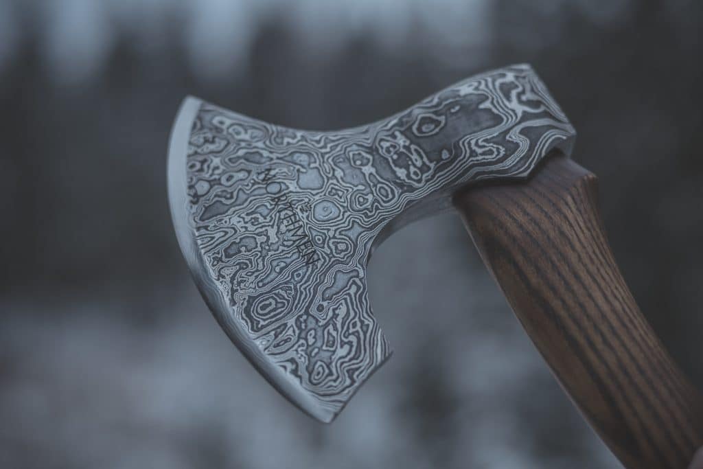 Custom Damascus Steel Woodsman axe