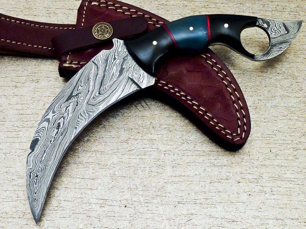 Handmade Damascus Steel Karambit Knife With Sheath