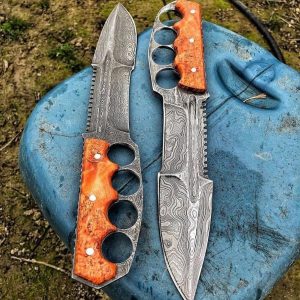 Knuckle Handle Damascus Hunting Knife