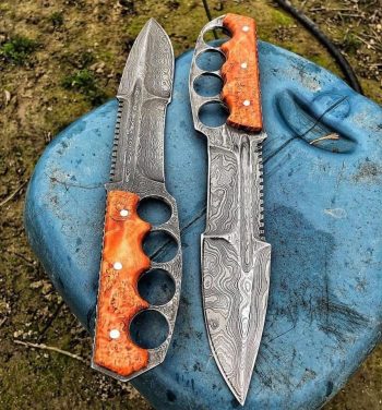 Knuckle Handle Damascus Hunting Knife