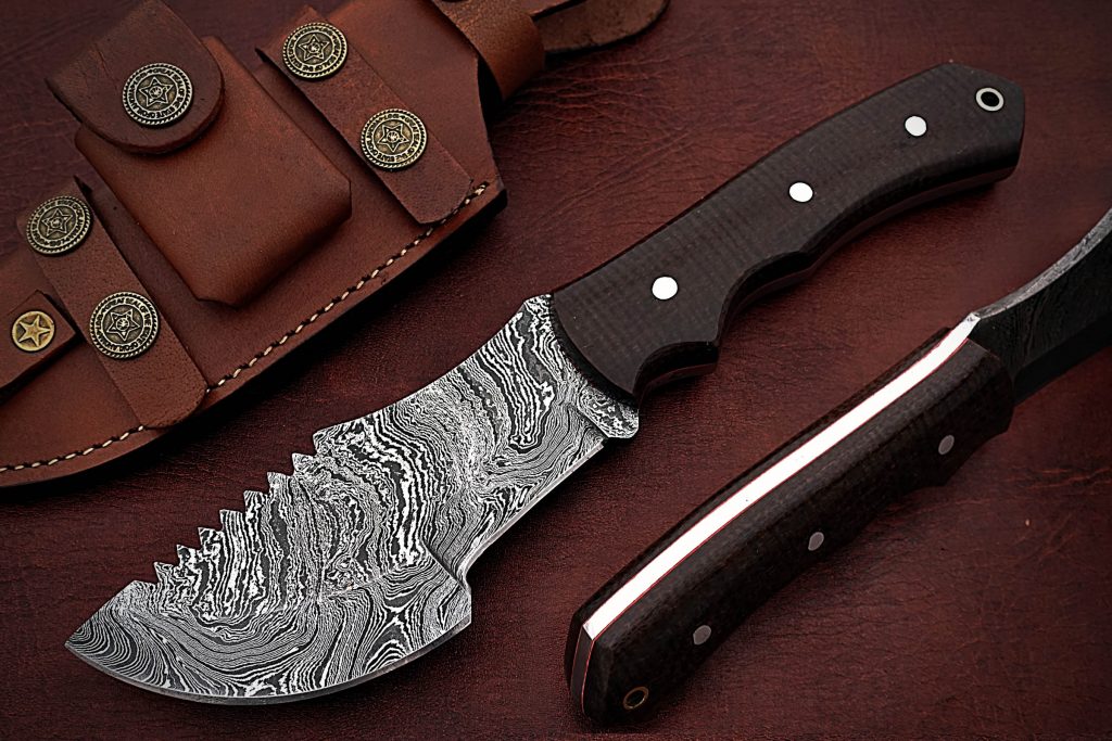 Customize Damascus Steel Tracker Knife with Micarta Handle