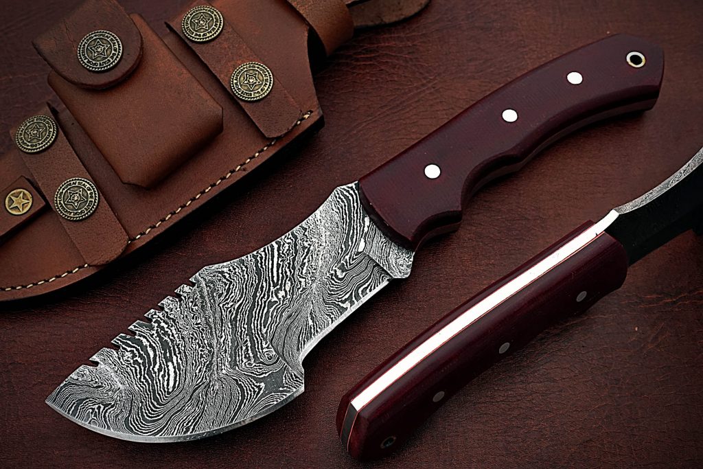 Customize Damascus Steel Tracker Knife with Rosewood Handle