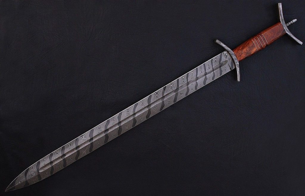Handmade Damascus Steel Sword With Dark Rosewood Handle
