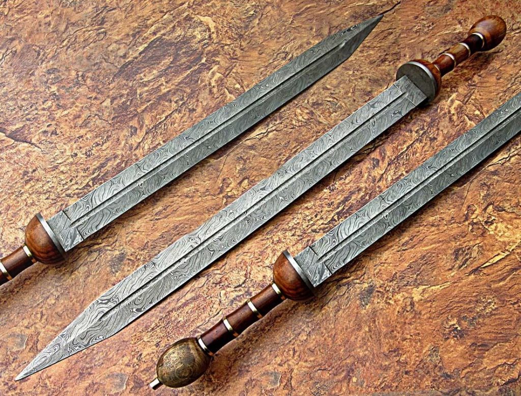 Handmade Damascus Steel Sword With Damascus And Rosewood Handle