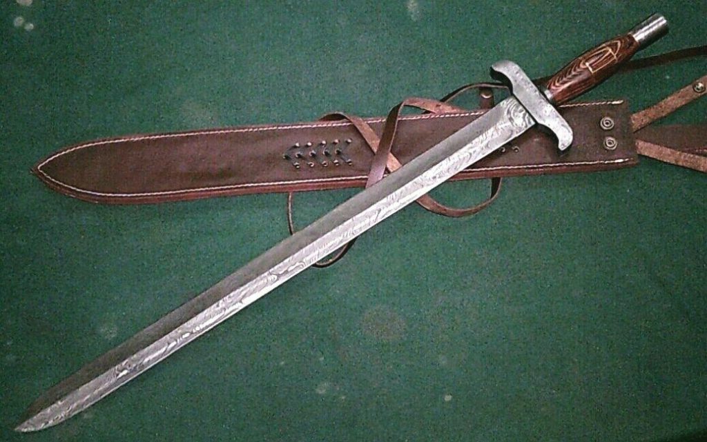 Handmade Damascus Steel Sword With Pakka Wood