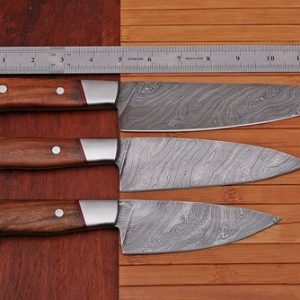 Hand Made 3 PCS Damascus Chef Knife Set