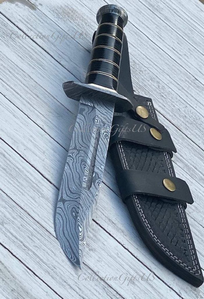 Handmade Damascus Steel Black Beauty Bowie Knife
