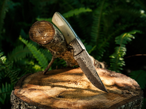 Elk Bone Damascus hunting knife