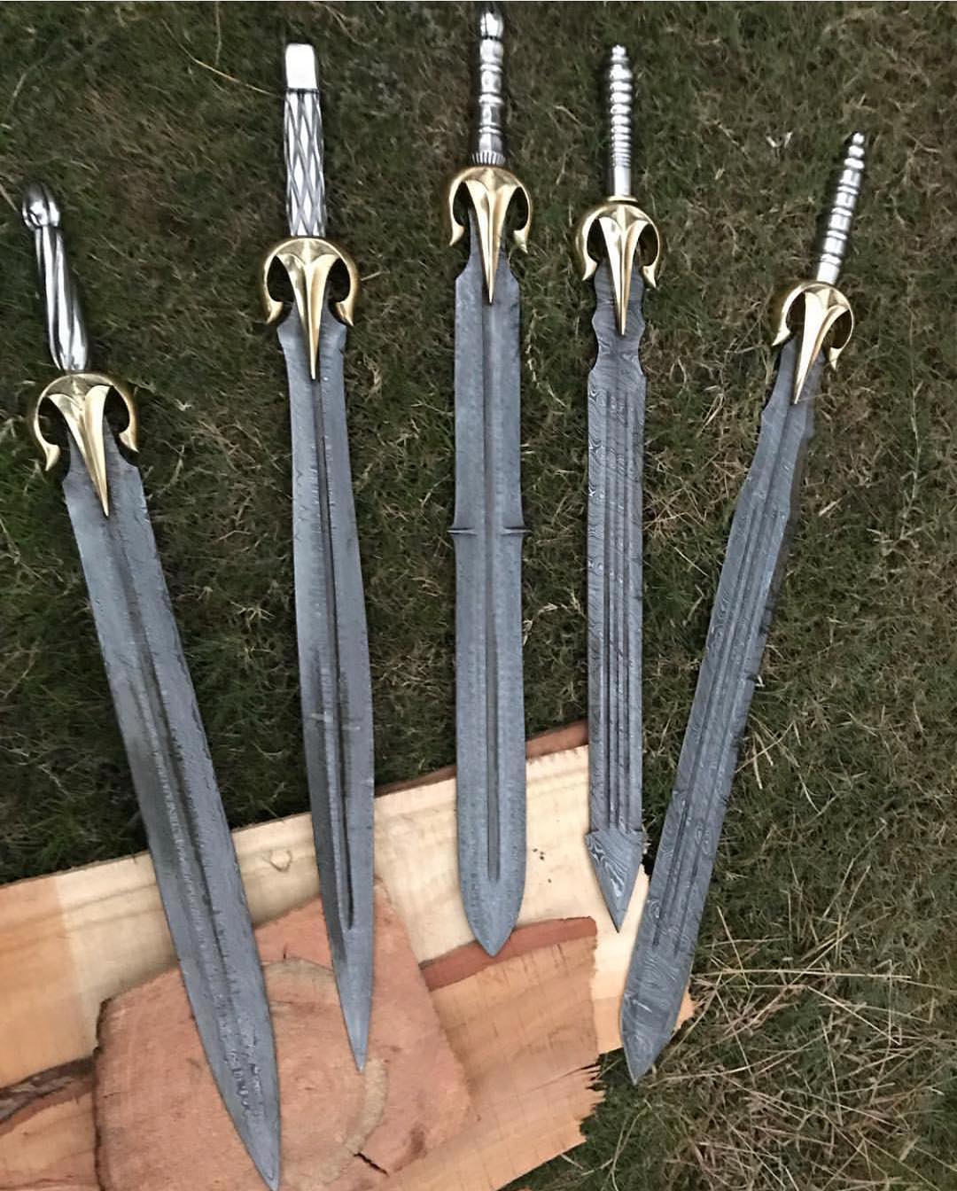 5 Damascus Steel Blade Antique Swords | Damascus Knives