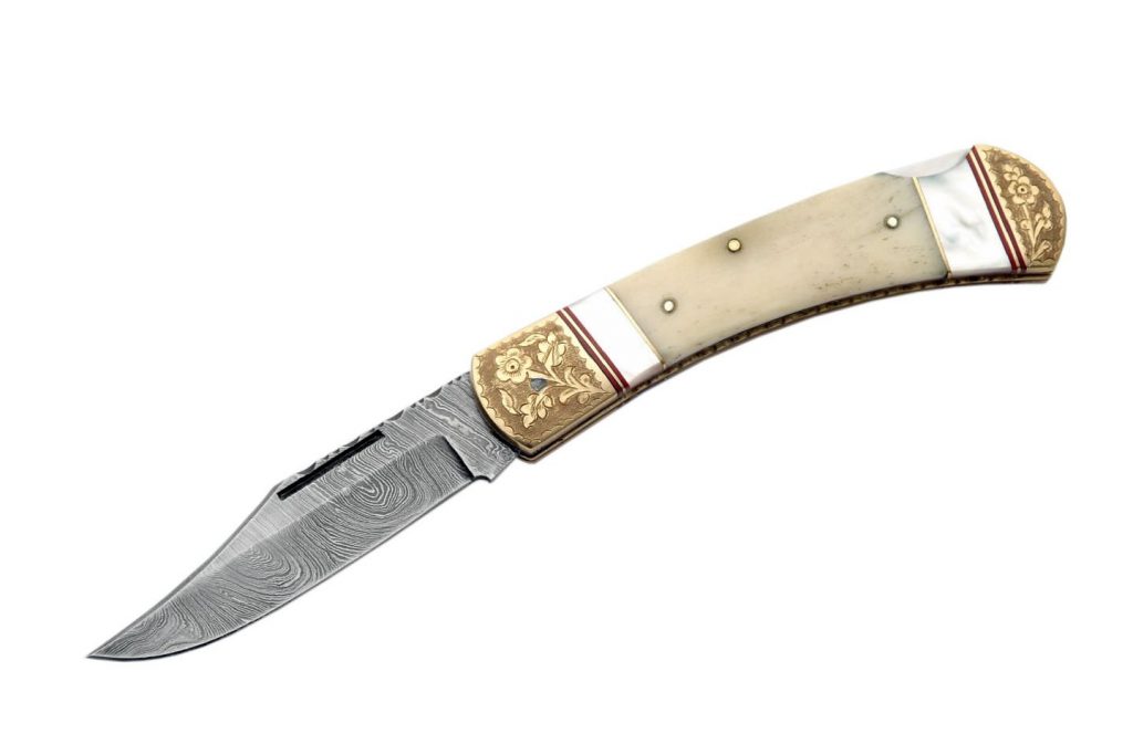 Handmade Damascus Steel Mother of Pearl Pocket/Folding Knife