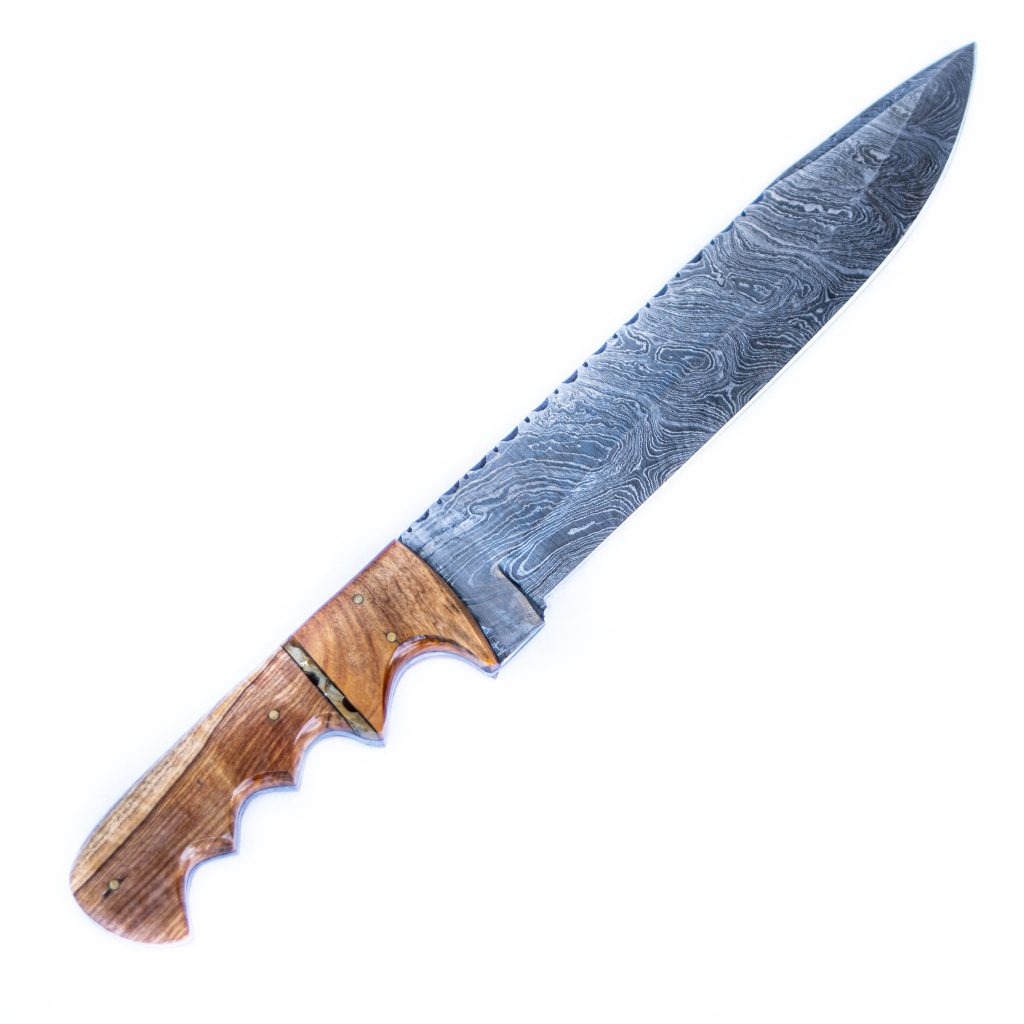 Handmade Damascus Steel Blade Bowie Woodsman Knife