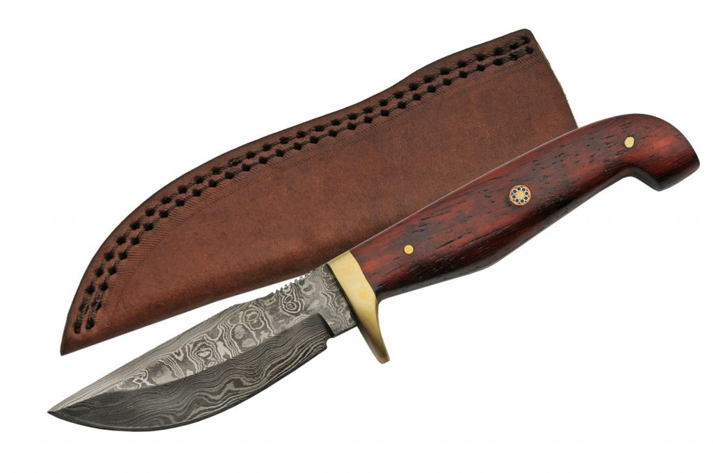 Handmade Damascus Steel Skinning Knife With Wood Handle