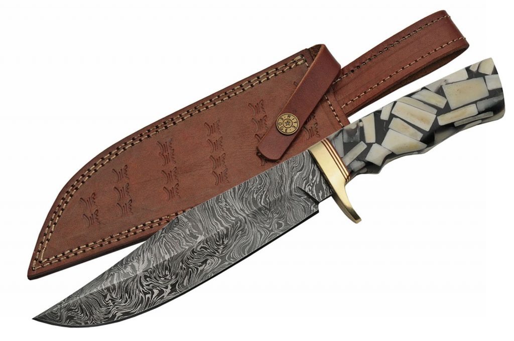 Handmade Custom Damascus Steel Skinning Bowie Knife Bone With Handle