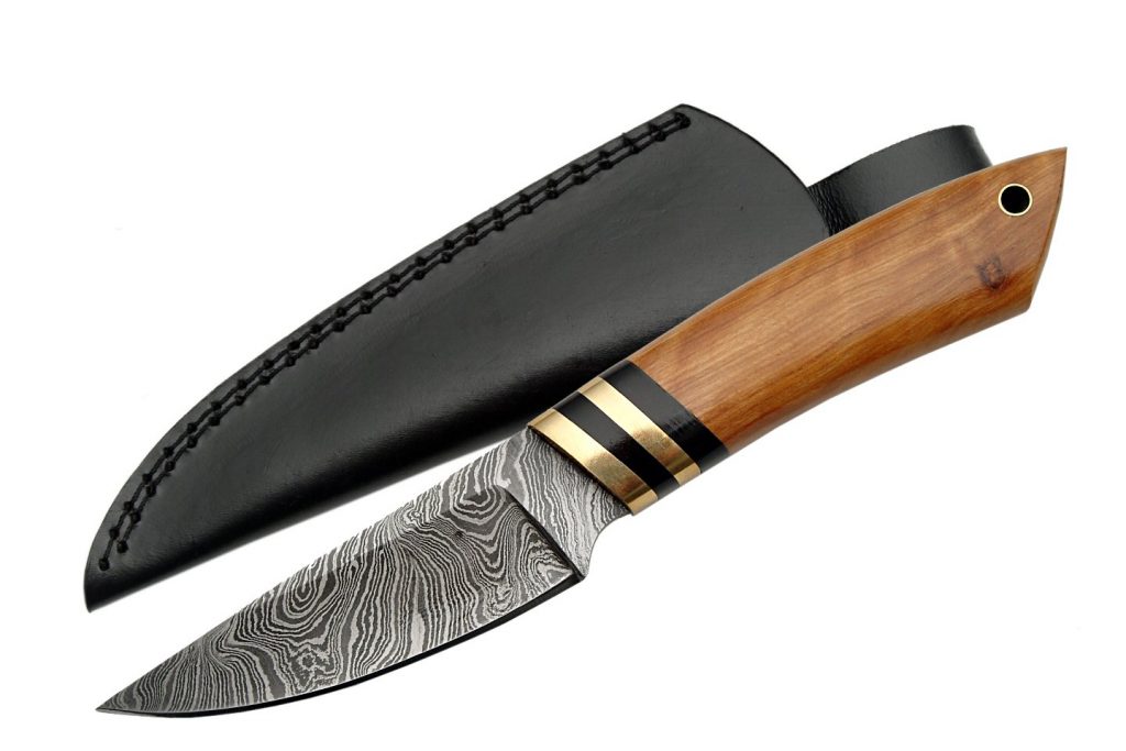 Handmade Damascus Steel Hunter/Skinning Knife With Olive Handle