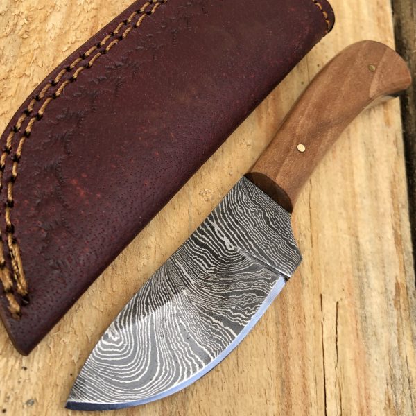 damascus knife with wooden handle