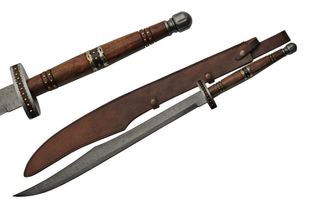 Handmade Damascus Steel Antique Sword With Scimitar Wood