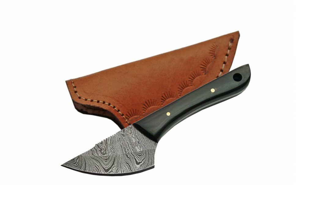 Handmade Damascus Steel Small Skinning Knife With Black Handle