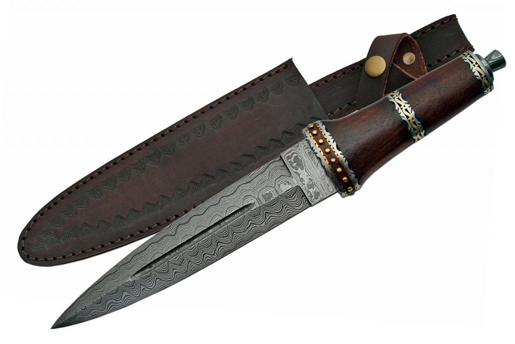 Handmade Custom Damascus Steel Dagger With Wood Handle