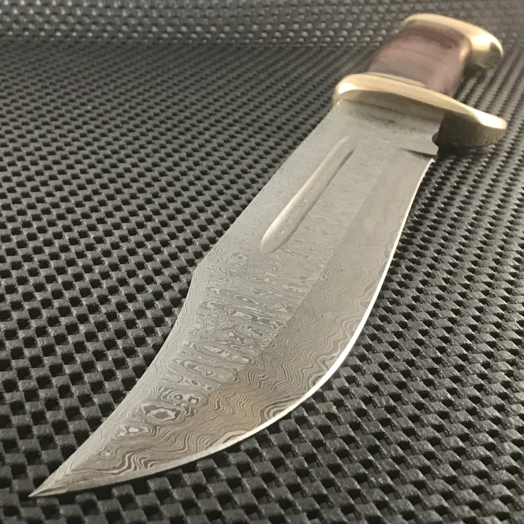 Custom Handmade Damascus Steel Bowie Knife With Leather Handle
