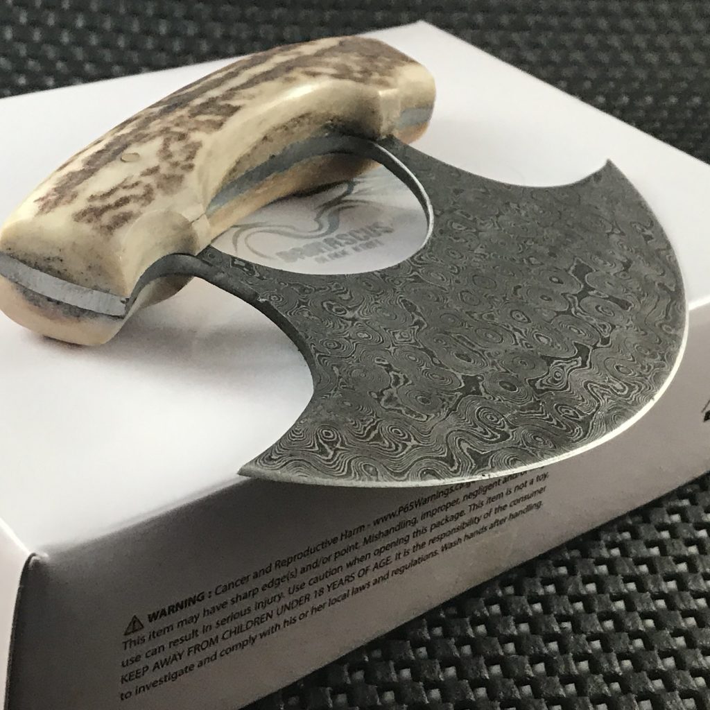 Handmade Damascus Steel Ulu Knife With Stag Handle Rite Edge