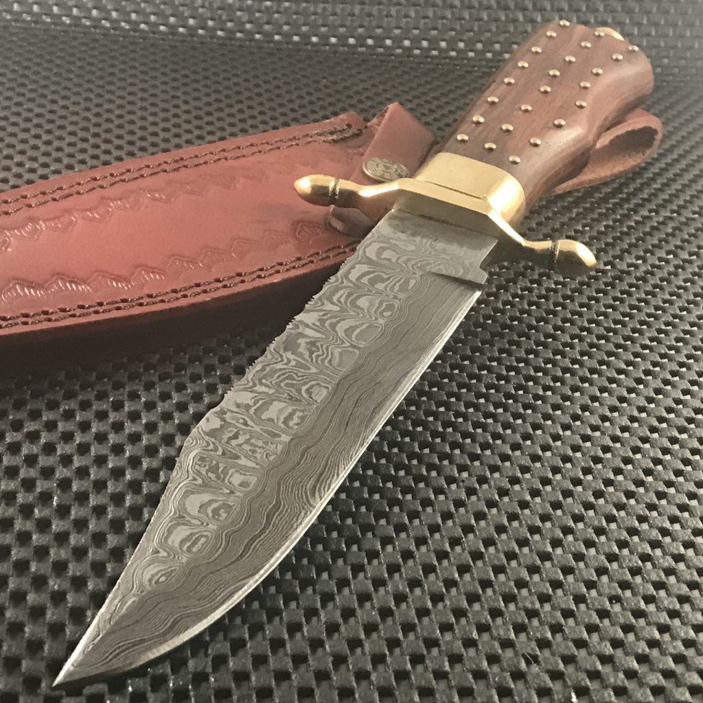 Handmade Custom Damascus Hunting Knife With Wood Handle
