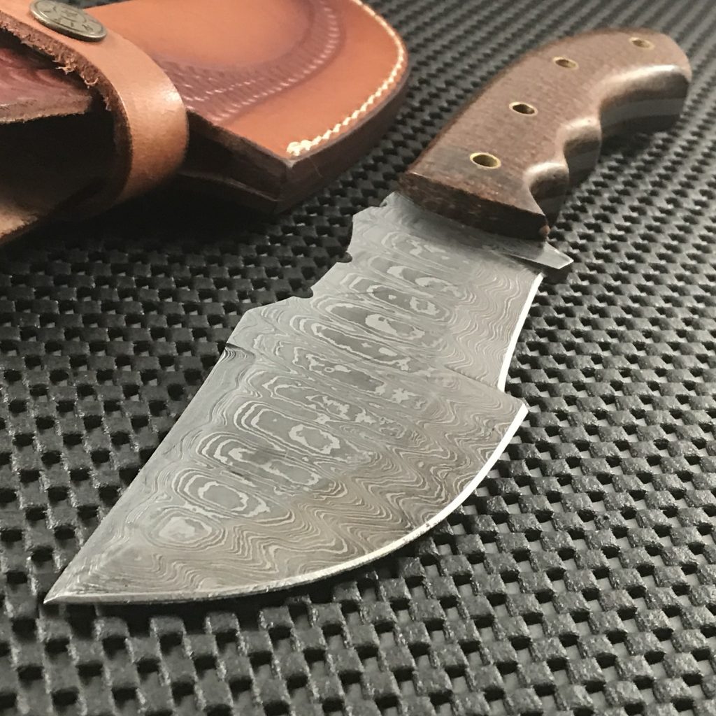Handmade Damascus Steel Tracker Skinning Knife With Micarta Handle