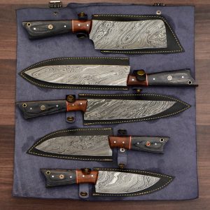 Damascus Kitchen Knife Set With Steak Knives