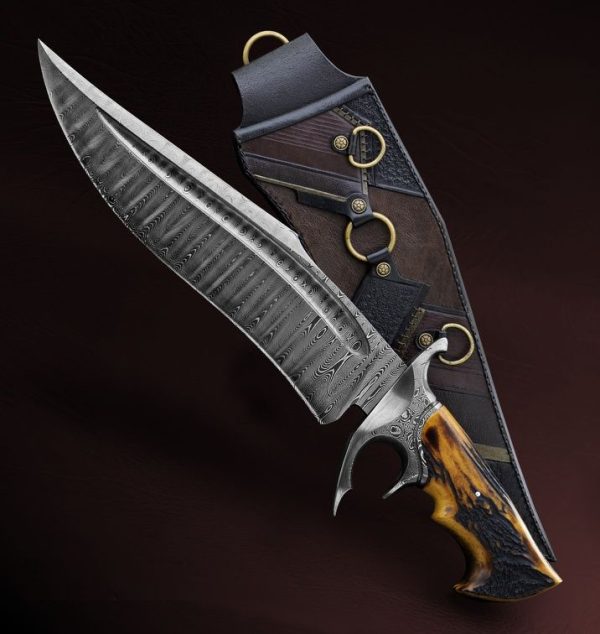 Damascus steel bowie knife